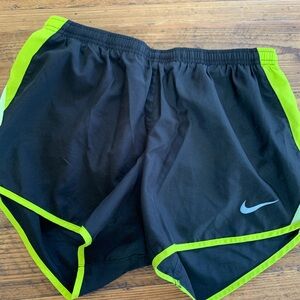 Nike Black and Neon Green Athletic Shorts